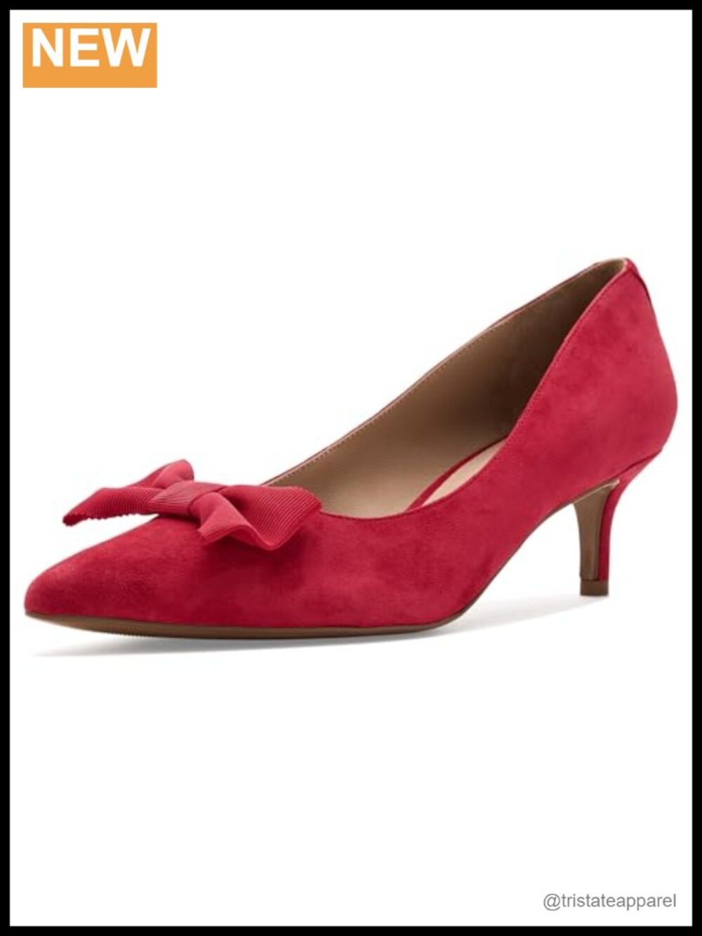 Adrienne Bow-Trim Suede Pumps Pointed Toe Kitten Heel for Formal Party Wedding